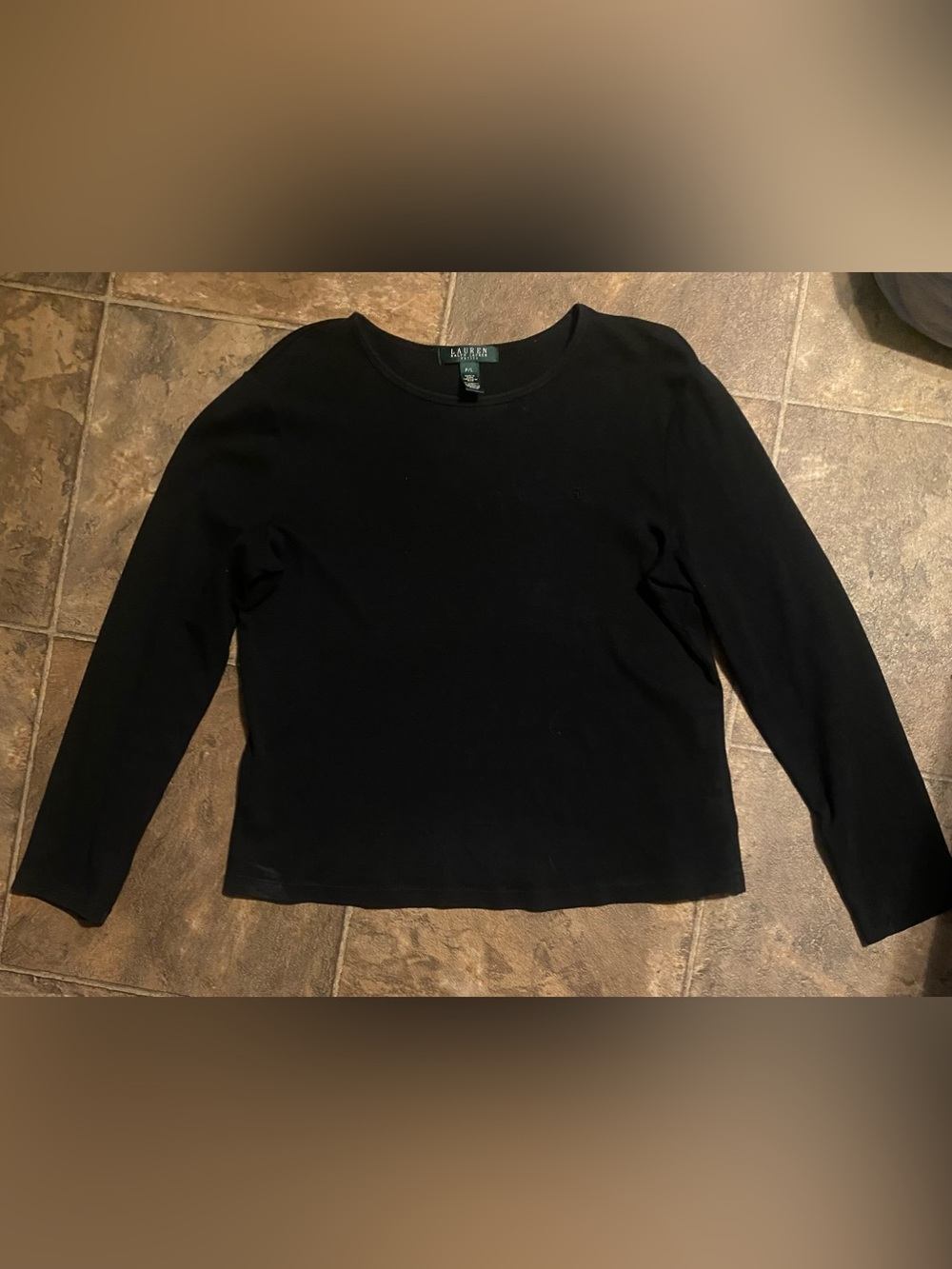 Ralph Lauren Black Petite Long Sleeve Crew Tee